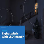 LIDER Minimalist Design Matte Finish Lighted 4-Way Decorator Light Switch, Four Way Frameless Rocker Switch, Residential/Commercial Grade, 15A 120V/277V, UL Listed, LS15-4W-W, White