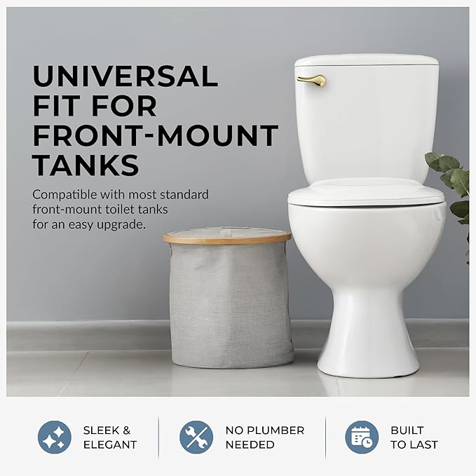 Qualihome Gold Toilet Handle - Front Mount Polished Brass Toilet Flush Handle Lever Replacement - Universal Fit - Durable Design - Easy Installation - Ideal for Most Front Mount Toilets