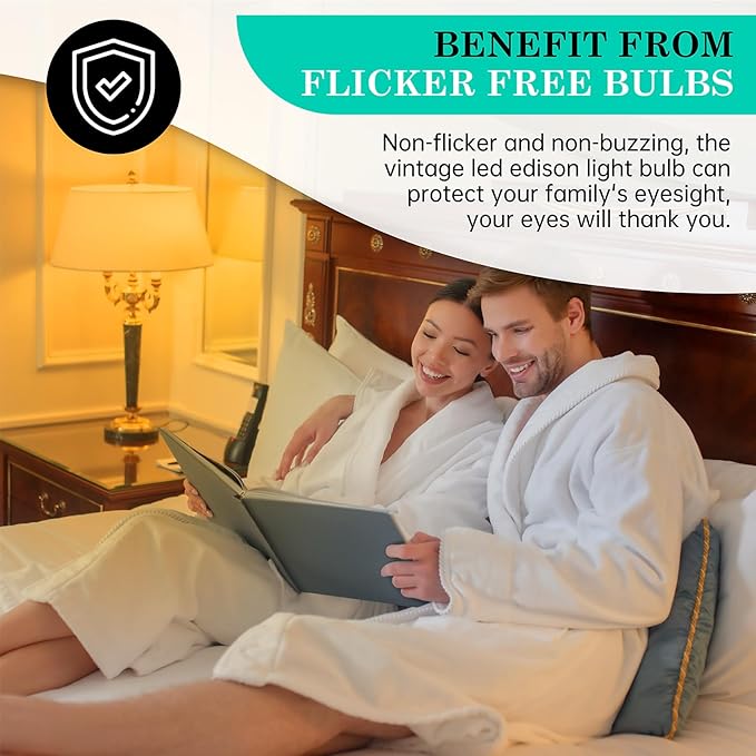 AMDTU LED Edison Bulbs 40 watt Dimmable, Straight Filament Vintage 4W E26 Bulb 40W Equivalent, Warm Yellow 2200K E26 Edison Bulb,T45 Amber Glass Tubular Light Bulbs, AC120V, 400LM, UL Listed, 4 Pack