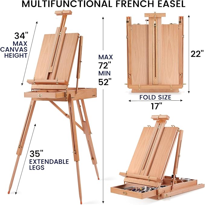 196Pcs Deluxe Artist Painting Set with French Easel, 48 Colors Acrylic & Oil Paints, 24 Colors Watercolor Paints, Art Paint Supplies for Artists, Beginner & Adults