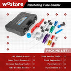Wostore Tube Bender Kit with Reverse Bend Includes 1/4-7/8 Sizes Refrigeration Ratcheting Tubing benders Hand Tool Color Aluminium Alloy Replacement Head