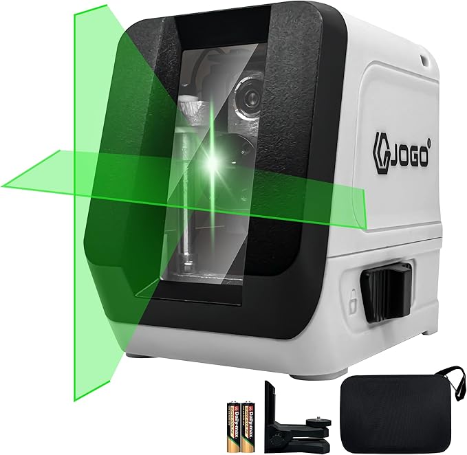 Laser Level, Self Leveling Green Cross Line Lazer Level, Lazer Leveler Tool for Picture Hanging with Brightness Adjustment, Magnetic Bracket Carrying Case Battery Included