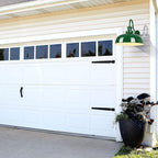 Outdoor Gooseneck Barn Lights, 14 Inch Dome Rustic Outdoor Wall Sconces, Farmhouse Exterior Wall Mount Lighting Fixture, Industrial Green Wall Lantern for Porch, Entryway, Garage, RZ007M-2 GR+WH