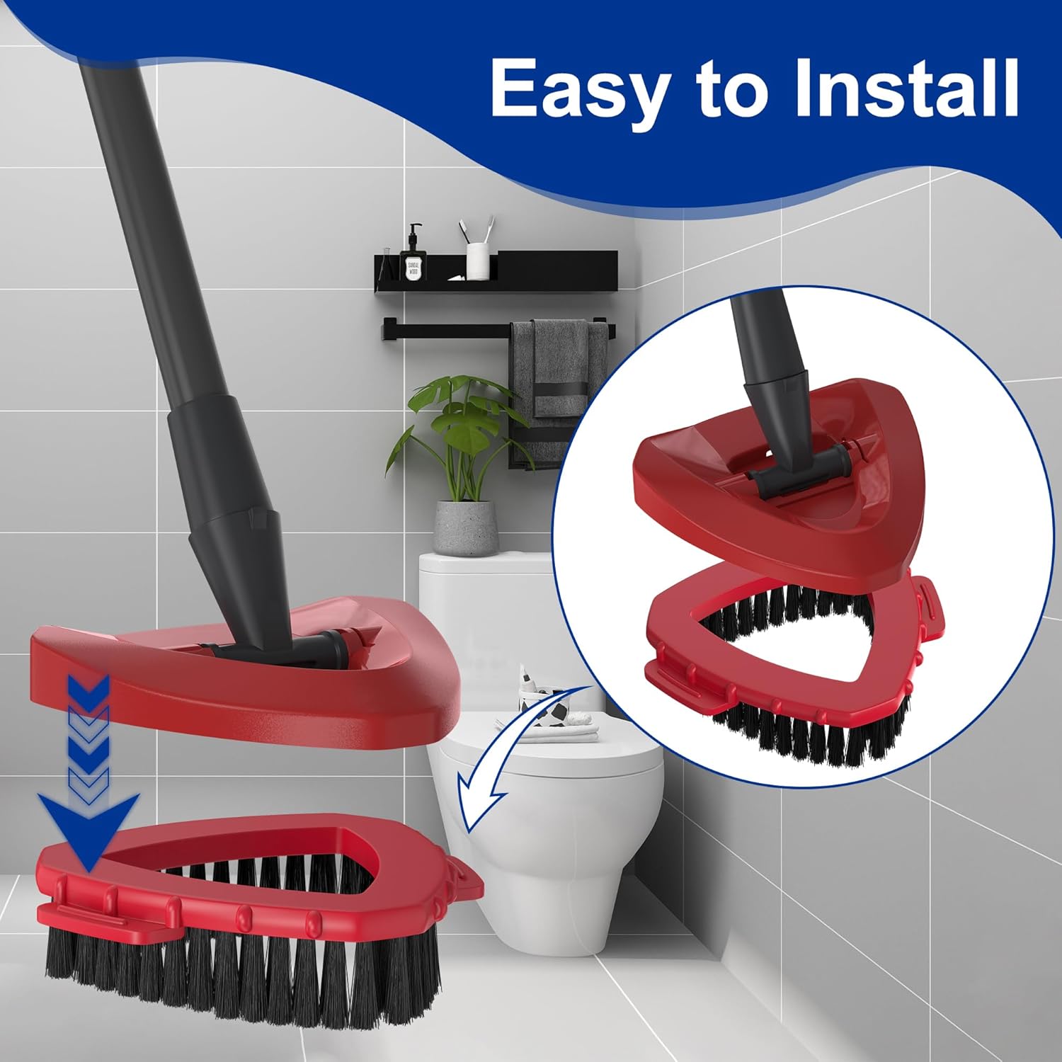 Triangle Scrub Brush Head — Aftermarket Replacement for 2‑Tank Snap‑On Spin Mop Systems, Full Bristles & Angled Scrub Panel for Corners & Edges — 2‑Pack