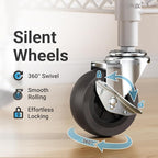 VIPEK R2 Medium Heavy Duty Clothes Rack Rolling Clothing Rack Adjustable Metal Wire Shelving Portable Closets with Double Hanging Rods, Side Hooks, Freestanding Closet Racks Wardrobe, White