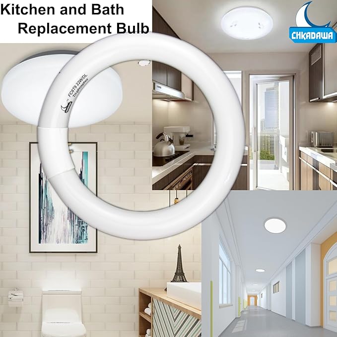 Circular Bulb FC8T9/DL, 8 Inch T9 22W Circline Fluorescent Light Bulbs, Replacement Round Fluorescent Lamp Tube, Bright Daylight 6400K 1250 Lumens, G10q 4 Pin Base, 2 Pack