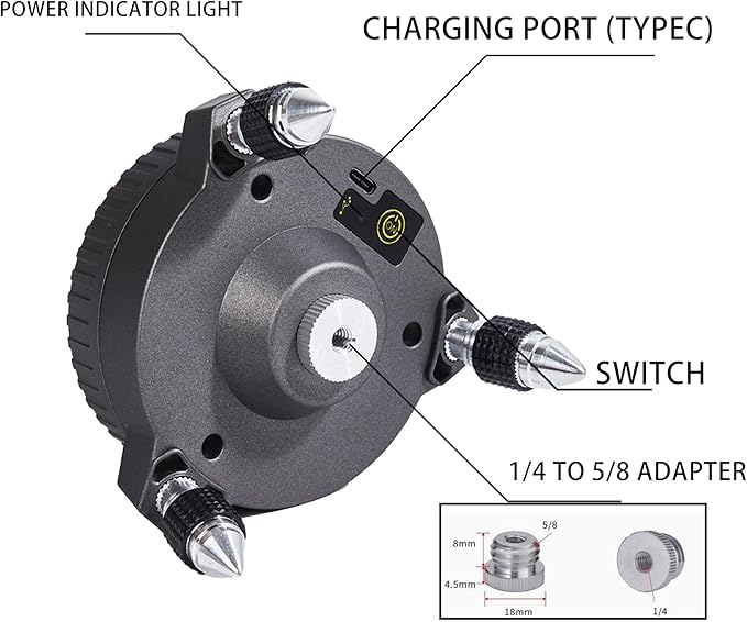 Electric rotating base pole,Used for laser level, 13.8 feet/4.2M with 47 in tripod with 1/4 inch 5/8-inch screw threads thread for Rotary and Line Lasers
