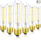 E26 Led Bulb 60 Watt Dimmable Edison Led Tube Bulbs 5000k Cool White Incandescent Tubular Light Bulb 6W Equivalent Clear Glass E26 Base Lamp Bulb for Display Cabinet Showcase Piano,6 Pack