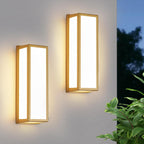 2-Pack Outdoor Wall Light LED 30W Aluminum - Gold Modern Exterior Sconce,3000K Warm,Waterproof Rectangular Porch Wall Mount Lighting Brightens to Patio,Garage,Front Door