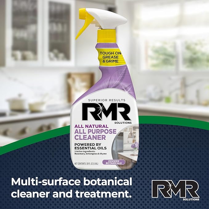 RMR All Natural All-Purpose Cleaner - Non-Toxic, Rinse-Free Multipurpose Cleaning Supplies, Biodegradable 30-Ounce Spray, Modern Botanical Scent