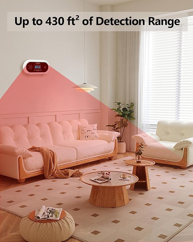 Carbon Monoxide Detector, 10 Year Battery Powered CO Detector with Digital LCD Display and LEDs, Portable CO Alarm for Home and Travel