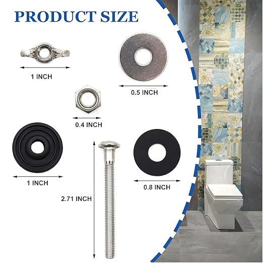 Universal Toilet Tank to Bowl Bolt Kit, Heavy Duty Toilet Tank Replacement Kit, Waterproof and Rustproof Stainless Steel Toilet Tank Bolts(2 PCS)