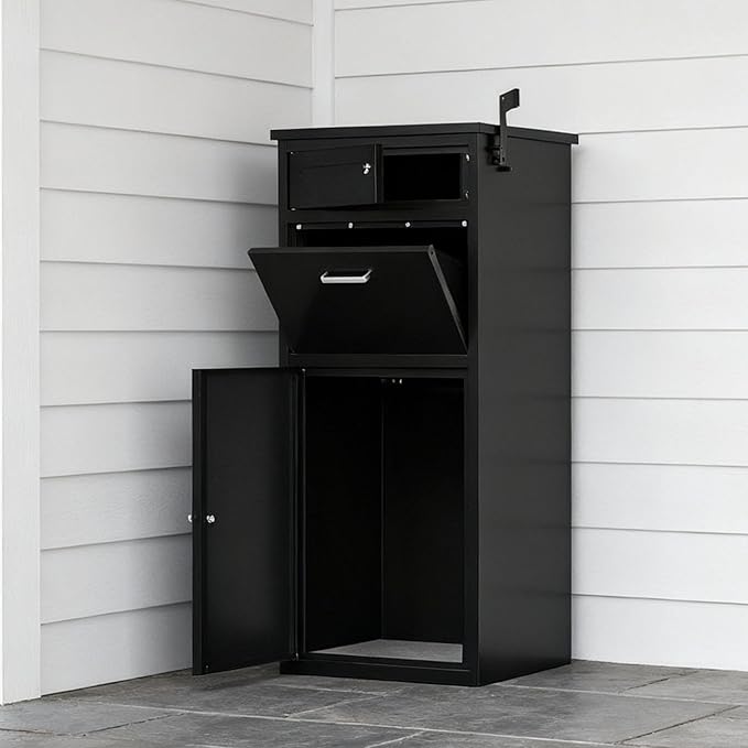 Package Delivery Box for Outside, Cold-Rolled Steel 2-in-1 Anti-Theft Lockable Package Mailbox, Extra Large Parcel Drop Box for Packages & Mails, Weatherproof Rustproof Outdoor Delivery Box