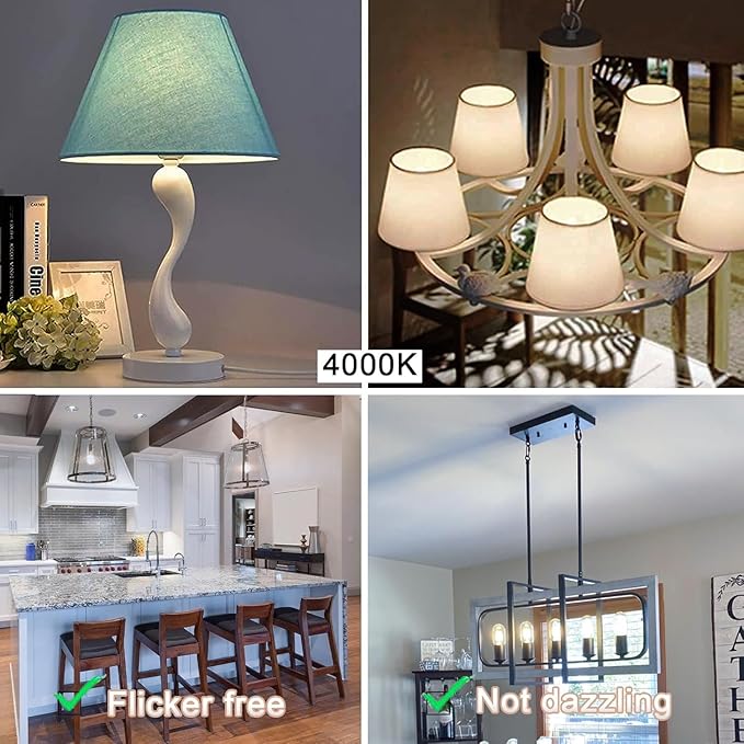 3.2 Inch 4000K Neutral White E26 LED Bulb 60 Watt Equal, AC 120V 600LM Edison Bulbs Dimmable, 6W T10 Tubular Filament Light Bulbs Clear Glass for Fan Pendant Wall Light, UL Listed-6 Pack