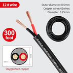 12 Gauge Electrical Wire 2 Conductor 12 AWG Electrical Wire Stranded PVC Cord Oxygen-Free Copper Cable 300FT Pure Copper Flexible Cable Wire Cord for LED Lamp Lighting Strips Automotive…
