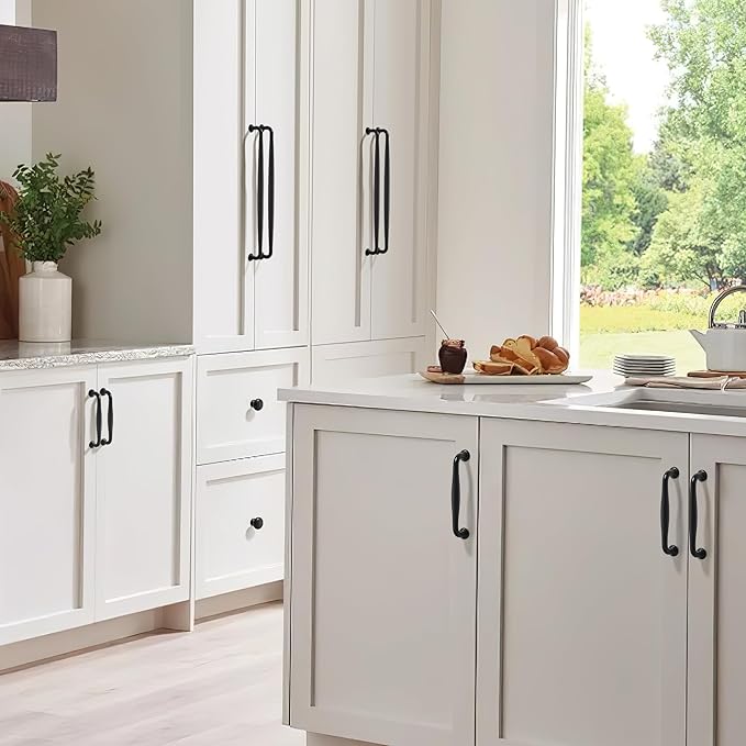 TUNNY 5 Pack Cabinet Handles-12.6"/320mm Screw Spacing Matte Black Furniture Hardware Handles for Kitchen Cabinets Bedroom Dresser Wardrobe Cabinet Pulls