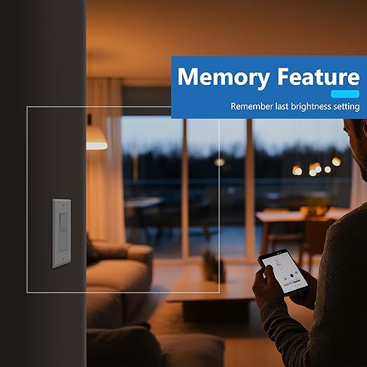 LIDER Dimmer Paddle Switch for Dimmable 300W LED/CFL Lights, 1-Pole or 3-Way, 120 V, Modern Upgrade, UL Listed, Wall Plate Included, Gray