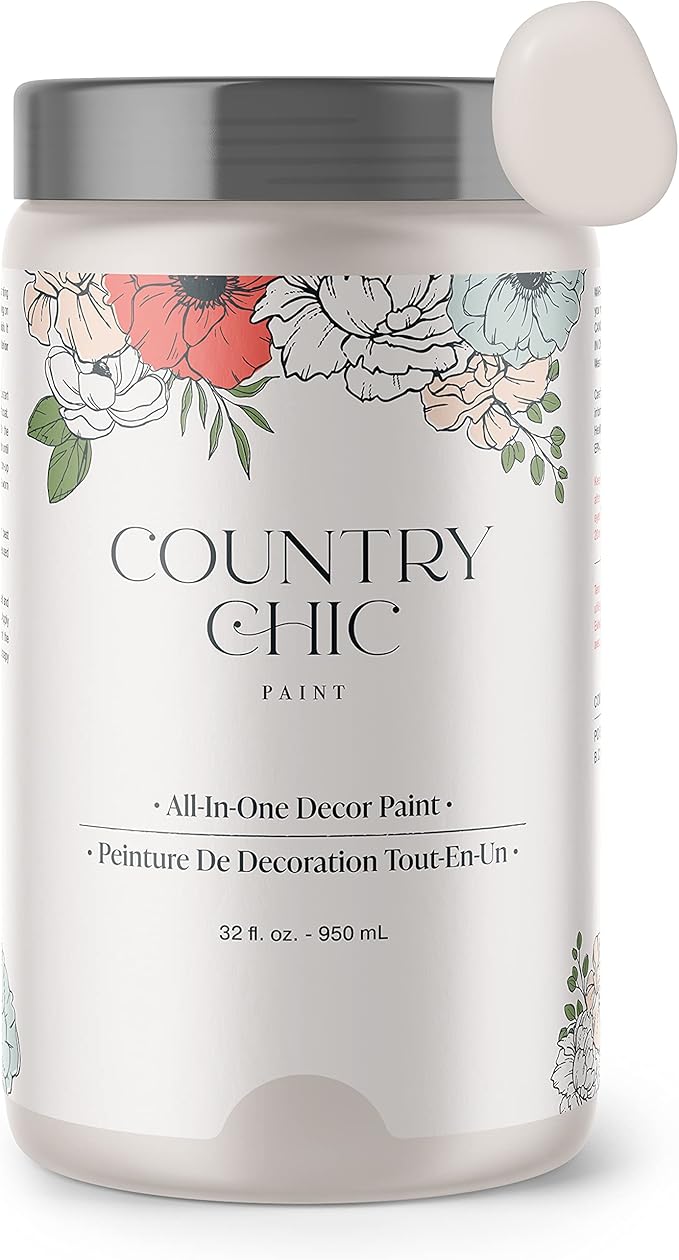 Country Chic All-in-One Chalk Paint for Furniture, Cabinets, Home Decor, Eco-Friendly, Matte Finish, Built-In Primer & Top Coat for Wood, Metal - Darling (Light Purple) - Quart 32 oz (950 ml)