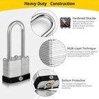 HOX Keyed-Alike Padlocks w/ 2” Long Hardened Shackle, 1-9/16” Wide Body, 12-Pack Shackle Padlock for Hasp Latch, Shed, Fence, Storage Locker, Black
