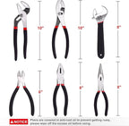 FASTPRO 6-Piece Large Pliers and Wrench Set, Includes 10" Groove Joint, 10" Slip Joint, 8" Linesman, 8" Long Nose, 6" Diagonal Pliers and 8" Adjustable Wrench