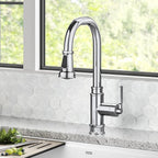 KRAUS Allyn Transitional Industrial Pull-Down Single Handle Kitchen Faucet in Chrome, KPF-4101CH