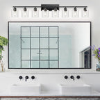 Modern 8 Light 52 inch Vanity Lights for Bathroom with Clear Glass, Black Bathroom Light Fixture for Mirror Kitchen Living Room Hallway Cabinet Porch