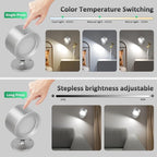 Lightbiz LED Reading Lights, Wall Lights Sconces 2 Pcs with Remote Rechargeable Battery Operated, 3 Color Temperatures & Dimmable Light Magnetic Ball 360°Rotation, Lamps for Study Bedside Closet