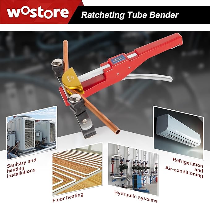 Wostore Tube Bender Kit Includes 1/4-7/8 Sizes Refrigeration Ratcheting Tubing benders Hand Tool Color Aluminium Alloy Replacement Head