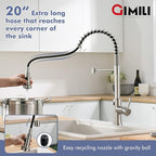 GIMILI Touchless Kitchen Faucet with Pull Down Sprayer, Motion Sensor Smart Hands-Free Activated Single Hole Spring Faucet for Kitchen Sink, Brushed Nickel