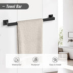 YACVCL 5 Pieces Matte Black Bathroom Hardware Accessorie Set 23.6 Inch Towel Bar Set SUS304 Stainless Steel Towel Rack&Holder Set for Bathroom,Toilet Paper Holder with Shelf Wall-Mounted