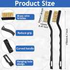 Jeffbaubl 30 Pieces Mini Wire Brush,6.7 Inch Brass Brush,Curved Handle Masonry Brushes Wire Bristle,Wire Brushes Scratch Brush for Cleaning Welding Slag and Rust Tool