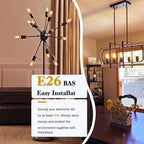 3.2 Inch 2200K Amber White E26 LED Bulb 60 Watt Equal, AC 120V 600LM Edison Bulbs Dimmable, 6W T10 T30 Tubular Filament Light Bulbs Glass for Fan Pendant Wall Light, UL Listed-4 Pack