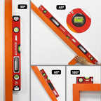 WBE 4-Piece Torpedo-Level Set with Magnetic, Digital-Leveler with LCD Display, 4.7", 16", 20", 40" Aluminum Alloy Spirit Level-Set with Carrying Bag, Bubble Vials Ruler for 45/90/180 Degree.