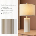 23" Ceramic Table Lamp Set of 2, 3-Level Dimmable Farmhouse Bedside Lamps for Bedroom, Nightstand Lamps for Living Room, Rustic End Table Desk Lamps with Rocker Switch, LED Bulb Included