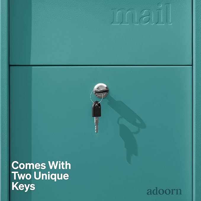 Post Mount Mailbox | Large Size (Aegean Sea), Anti-Theft Locking Mailbox, 15.5" H x 12" W x 18.5" D, Weatherproof Mailboxes for Outside The House