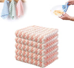 Coral Fleece Striped Rag Cleaning Dish Cloth, Reusable and Washable Microfiber Cleaning Rag, Absorbent Streak Free Lint Free Rags, Kitchen Clean Towels for Scrubs Dishes, Sinks Cleans (Pink, 3PCS)