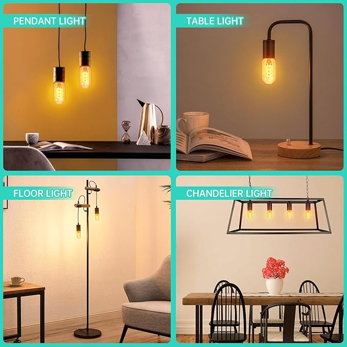 AMDTU Light Bulbs 75 Watt Equivalent, 700 Lumens LED Bulbs 7W, Ultra Filament Spiral E26 Base Edison LED Bulbs Dimmable, 7 Watt LED Light Bulbs Soft White 2700K T45 Clear Glass Bulbs, 2 Pack