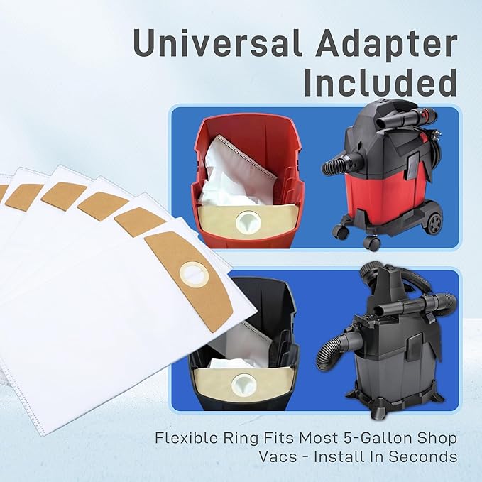 6-Pack Wet/Dry Fleece Dust Bags - Compatible with FLEX Wet/Dry Vacuum-FT522