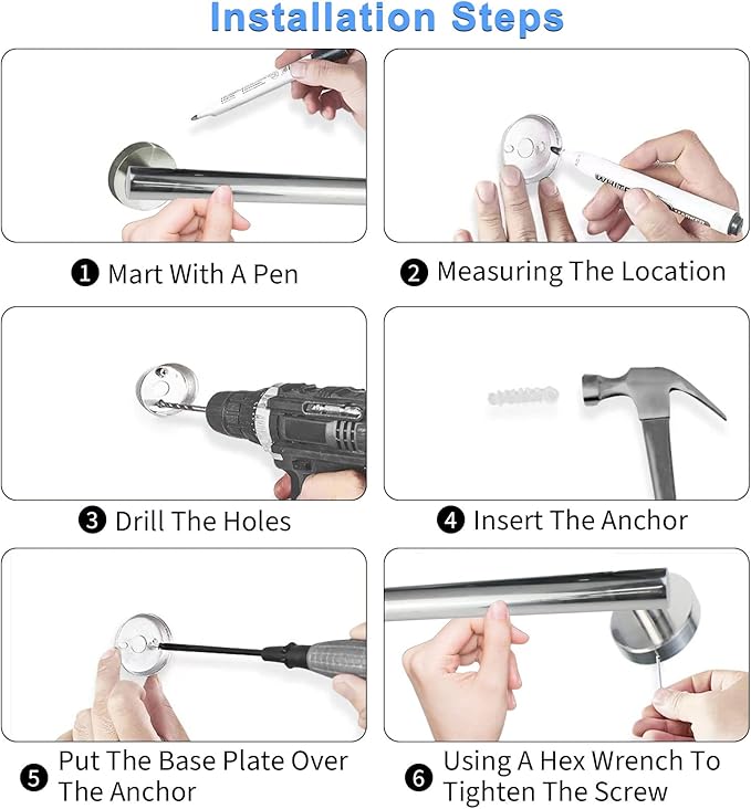 Cilee 8 Piece Polished Chrome Bathroom Hardware Set, 24inch Bathroom Towel bar+Towel Ring+Toilet Paper Holder+ Robe Towel Hook, SUS304 Stainless Steel Bathroom Accessory Set