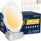 12 Pack Recessed Lighting 6 inch, 4000K Ultra-Thin LED Canless Recessed Lighting, Retrofit Dimmable Recessed Lights, 2000LM 12W=150W Wafer Lights - ETL & Energy Star Certified