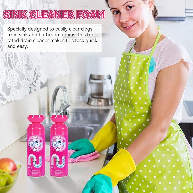 Foaming Drain Cleaner, Sink Cleaner and Deodorizer, Drain Clog Remover for Kitchen Sinks, Tubs, Shower Drains (1pcs, Count, 1)