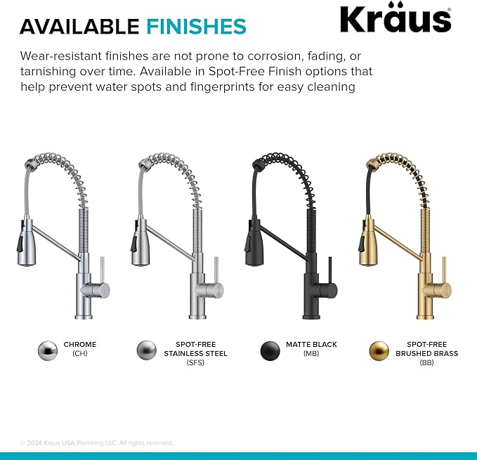 KRAUS Coda Commercial Style 2-Function Single Handle Pull Down Kitchen Faucet in Matte Black, KPF-1617MB