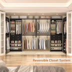 10FT Closet System with 4 Drawers, 120" Closet Organizer System with 6 Hanging Robs & Reversible Hanging Shelving, Closet Systems for Walk-in Closets, Load 2000+LBS, Black 2 Pack