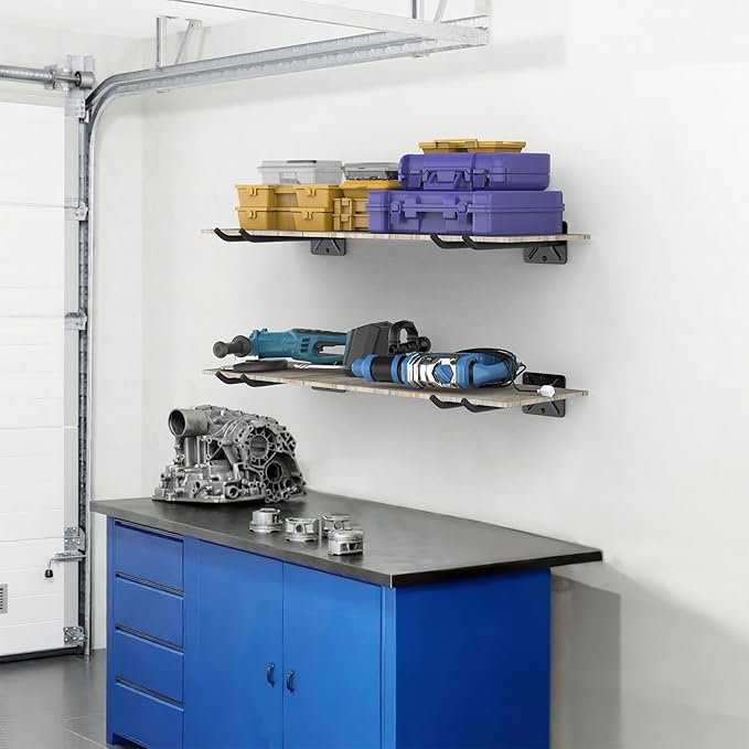 Ultrawall Garage Storage Hooks, Heavy Duty Steel Tool Organizer, 12.4 Inch Wall Mount Hangers Racks for Car Tires, Ladders, Chairs, Ropes and Garden Tools, 2 Pack