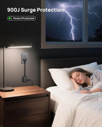 TROND 360° Rotating Flat Plug Outlet Extender with 6 Inch Extension Cord, Small Surge Protector Outlet, 900 Joules, No Blocking 3 Way Plug for Indoor Home Office Travel Dorm Room Tight Spaces, Black