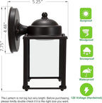 LIT-PaTH Outdoor LED Wall Lantern, Wall Sconce Porch Lighting Fixture, 3000K Warm White, 9.5W 800 Lumen, Aluminum Housing Plus Glass, Bronze Finish-2 Pack