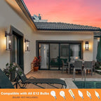 2-Pack 16" Large Dusk to Dawn Outdoor Wall Light Fixtures, 2-Light Exterior Front Porch Light, Brushed Bronze Outdoor Sconce Lights, Waterproof Farmhouse Lamp Lighting