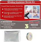 Indoor Window Insulation Kit, Clear Window Film for Heat and Cold (3 Windows (62x126 in))
