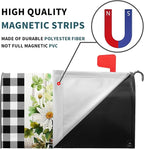 Buffalo Plaid Daisy Magnetic Mailbox Cover - Spring Summer Floral Farmhouse Welcome - Standard Size 25.5 x 21 Inch Waterproof Post Box Wraps for Garden Yard Decor Outdoor