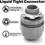 30 Pcs Conduit Connectors, 1/2 Inch PVC Electrical Liquid Tight Connector, 180 Degree Straight NPT Non-Metallic Fitting for Home Kitchen Bathroom Outdoor Tubes Tools Supplies, Grey